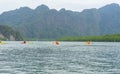 Group of tourists kayaking at Ao tha lane, Krabi Royalty Free Stock Photo