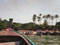 Krabi, Thailand - November 2018: Arriving to Railey Beach with a thai long tail boat, Krabi Royalty Free Stock Photo