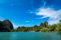 Krabi, Thailand - NOVEMBER 23, 2019: Railay beach in Krabi, one of the most popular tourist destinations in Thailand