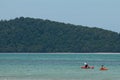 KRABI, THAILAND - 2 Traveler kayaking in the sea on Apr 15, 2014 in Krabi, Thailand