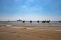 Krabi Town, Thailand - November 23 2019: Traditional Longtail boats parked at Ao Nang Beach in Krabi, Thailand Royalty Free Stock Photo