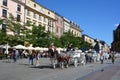 The most romantic way to tour Krakow is by the horse-drawn carriages