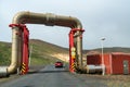 Krafla Geothermal Power Plant, in north Iceland, near Myvatn. Interesting pipe configuration to drive through the power plant