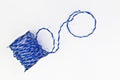 kraft blue twine in a roll isolated