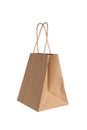 Kraft brown paper bag, paperbag mockup with handles, isolated on white background