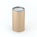 Kraft cardboard Blank Tincan packaging Mockup with metal cover for Tea, coffee, dry products, gift box. Place your design