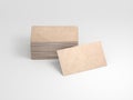 Kraft cardboard business card. Stack of cards