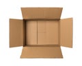 Kraft cardboard open box isolated on white background Royalty Free Stock Photo