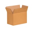 Kraft cardboard open box isolated on white background. Royalty Free Stock Photo