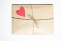 Kraft envelope with red heart Royalty Free Stock Photo
