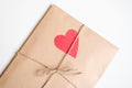 Kraft envelope with red heart Royalty Free Stock Photo