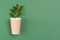 Kraft paper coffee cup with green leaves - biodegradable, compostable paper utensils for hot drinks Royalty Free Stock Photo