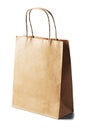 Kraft paper ecologic bag on isolated white background with shadows Royalty Free Stock Photo