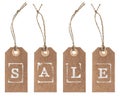 Kraft paper tag with string. SALE concept Royalty Free Stock Photo