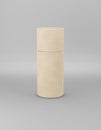 Kraft paper tube mockup gray background. Eco template packaging gift, food, cosmetics, chemistry. 3D rendering