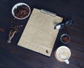 Kraft stationery and coffee Royalty Free Stock Photo