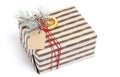 Kraft stylish gift box isolated on a white