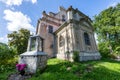 Krag, zahodniopomorskie / Poland - September, 10, 2020: Old cemetery chapel built next to the castle. Funeral chapel transformed