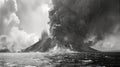 The Krakatoa volcano erupted and spewed molten lava into the atmosphere with force. Generated AI