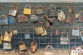 Krakau August 22nd 2017: several locks attached to the side of a