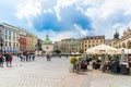 Krakau August 21th 2017: Tourists walking on the Rynek GÃâÃÂ³wny