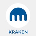 Kraken cryptocurrency bitcoin exchange and blockchain currency vector logo Royalty Free Stock Photo