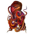 Kraken hand painted colorful Kraken for your t-shirt design or home decor, print