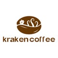 kraken octopus coffee minimalist logo design Royalty Free Stock Photo