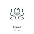 Kraken outline vector icon. Thin line black kraken icon, flat vector simple element illustration from editable fairy tale concept