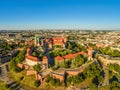 Krakow aerial view - old town. Cracow Landscape with the Castle and Wawel Cathedral. Royalty Free Stock Photo