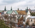 Krakow architecture in a rainy day.