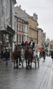 Krakow August 19,2014:Carriage on street of Krakow,Poland Royalty Free Stock Photo