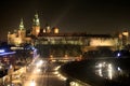 Krakow, castle at night Royalty Free Stock Photo