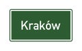 Krakow city limits road sign in Poland