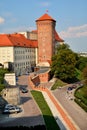 Krakow city view from Sandomierska tower of Wawel Royal Castle in Krakow