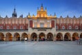 The Krakow Cloth Hall on the Main Square at dusk