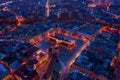 Krakow downtown aerial drone view main square at dusk Royalty Free Stock Photo