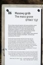 Krakow, Lesser Poland - Information sign of a mass grave at the Plaszow museum memorial site