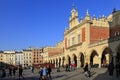 Krakow, Lesser Poland / Poland - 2017/03/28: Cracow Old Town, Cloth Hall and medieval tenements by Main Market Square