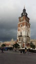 Krakow main square church before storm