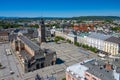 Krakow Old Town Aerial View. Main Market Square Rynek, old cloth hall Sukiennice, Church of St. Adalbert or St. Wojciech. Royalty Free Stock Photo