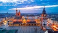 Krakow, Poland - Aerial Ryenek Square with the Cathedral and Town Hall Tower Royalty Free Stock Photo