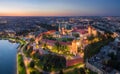 Aerial view of Wawel Castle in Krakow, Poland Royalty Free Stock Photo