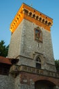 Krakow, Poland: Ancient Fortress tower and wall in the old part of the city