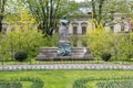 KRAKOW POLAND 30 APRIL 2017: Statue of Artur Grottger in the Planty Park, Krakow, Poland