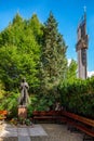 Statue of Divine Mercy Jesus Christ and Sanctuary in Legiewniki in Krakow, Poland Royalty Free Stock Photo