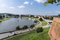 Promenade of the Vistula river in Krakow, Poland