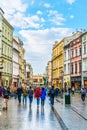 KRAKOW, POLAND, AUGUST 11, 2016: People are walking through Grodzka street in Krakow/Cracow, Poland....IMAGE Royalty Free Stock Photo