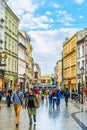 KRAKOW, POLAND, AUGUST 11, 2016: People are walking through Grodzka street in Krakow/Cracow, Poland....IMAGE Royalty Free Stock Photo