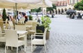 KRAKOW, POLAND - AUGUST 17, 2018: Street cafe, Krakow, Poland Royalty Free Stock Photo